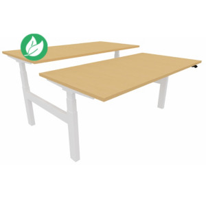 Bureau assis-debout partagé 2 postes Eminence - Réglage électrique en hauteur - L.180 x P.166 cm - Plateau Hêtre - Pieds Blanc Bureau assis-debout partagé 2 postes Eminence - Réglage électrique en hauteur - L.180 x P.166 cm - Plateau Hêtre - Pieds Blanc