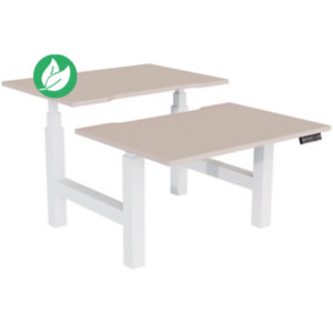Bureau assis-debout partagé Activ'o - Réglage électrique en hauteur - L.120 x P.80 cm - Plateau Argile avec échancrure - Pieds Blanc Bureau assis-debout partagé Activ'o - Réglage électrique en hauteur - L.120 x P.80 cm - Plateau Argile avec échancrure - Pieds Blanc