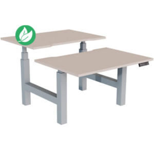 Bureau assis-debout partagé Activ'o - Réglage électrique en hauteur - L.120 x P.80 cm - Plateau Argile avec échancrure - Pieds Gris Bureau assis-debout partagé Activ'o - Réglage électrique en hauteur - L.120 x P.80 cm - Plateau Argile avec échancrure - Pieds Gris