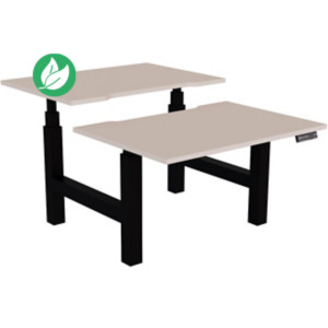 Bureau assis-debout partagé Activ'o - Réglage électrique en hauteur - L.120 x P.80 cm - Plateau Argile avec échancrure - Pieds Noir Bureau assis-debout partagé Activ'o - Réglage électrique en hauteur - L.120 x P.80 cm - Plateau Argile avec échancrure - Pieds Noir