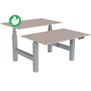 Bureau assis-debout partagé Activ'o - Réglage électrique en hauteur - L.120 x P.80 cm - Plateau Argile avec obturateurs - Pieds Gris Bureau assis-debout partagé Activ'o - Réglage électrique en hauteur - L.120 x P.80 cm - Plateau Argile avec obturateurs - Pieds Gris