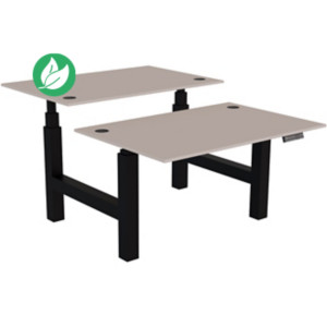 Bureau assis-debout partagé Activ'o - Réglage électrique en hauteur - L.120 x P.80 cm - Plateau Argile avec obturateurs - Pieds Noir Bureau assis-debout partagé Activ'o - Réglage électrique en hauteur - L.120 x P.80 cm - Plateau Argile avec obturateurs - Pieds Noir