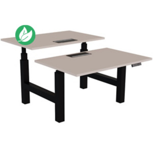 Bureau assis-debout partagé Activ'o - Réglage électrique en hauteur - L.120 x P.80 cm - Plateau Argile avec top access - Pieds Noir Bureau assis-debout partagé Activ'o - Réglage électrique en hauteur - L.120 x P.80 cm - Plateau Argile avec top access - Pieds Noir