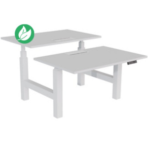 Bureau assis-debout partagé Activ'o - Réglage électrique en hauteur - L.120 x P.80 cm - Plateau Blanc avec top access - Pieds Blanc Bureau assis-debout partagé Activ'o - Réglage électrique en hauteur - L.120 x P.80 cm - Plateau Blanc avec top access - Pieds Blanc