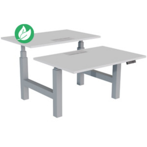 Bureau assis-debout partagé Activ'o - Réglage électrique en hauteur - L.120 x P.80 cm - Plateau Blanc avec top access - Pieds Gris Bureau assis-debout partagé Activ'o - Réglage électrique en hauteur - L.120 x P.80 cm - Plateau Blanc avec top access - Pieds Gris