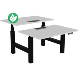 Bureau assis-debout partagé Activ'o - Réglage électrique en hauteur - L.120 x P.80 cm - Plateau Blanc avec top access - Pieds Noir Bureau assis-debout partagé Activ'o - Réglage électrique en hauteur - L.120 x P.80 cm - Plateau Blanc avec top access - Pieds Noir