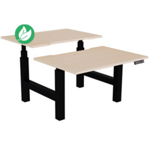 Bureau assis-debout partagé Activ'o - Réglage électrique en hauteur - L.120 x P.80 cm - Plateau Chêne avec échancrure - Pieds Noir Bureau assis-debout partagé Activ'o - Réglage électrique en hauteur - L.120 x P.80 cm - Plateau Chêne avec échancrure - Pieds Noir