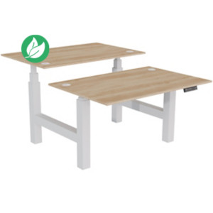 Bureau assis-debout partagé Activ'o - Réglage électrique en hauteur - L.120 x P.80 cm - Plateau Chêne Nebraska avec obturateurs - Pieds Blanc Bureau assis-debout partagé Activ'o - Réglage électrique en hauteur - L.120 x P.80 cm - Plateau Chêne Nebraska avec obturateurs - Pieds Blanc