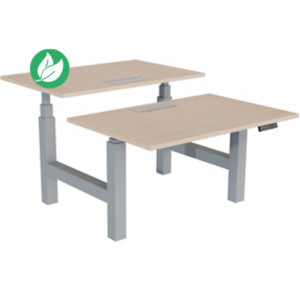 Bureau assis-debout partagé Activ'o - Réglage électrique en hauteur - L.120 x P.80 cm - Plateau Chêne avec top access - Pieds Gris Bureau assis-debout partagé Activ'o - Réglage électrique en hauteur - L.120 x P.80 cm - Plateau Chêne avec top access - Pieds Gris