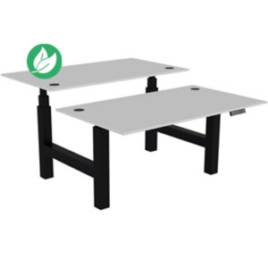 Bureau assis-debout partagé Activ'o - Réglage électrique en hauteur - L.140 x P.80 cm - Plateau Blanc avec obturateurs - Pieds Noir Bureau assis-debout partagé Activ'o - Réglage électrique en hauteur - L.140 x P.80 cm - Plateau Blanc avec obturateurs - Pieds Noir