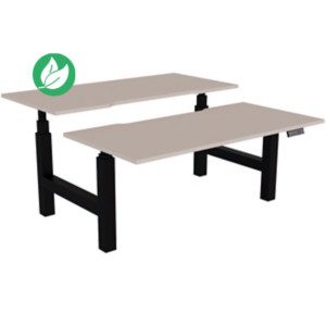 Bureau assis-debout partagé Activ'o - Réglage électrique en hauteur - L.160 x P.80 cm - Plateau Argile avec échancrure - Pieds Noir Bureau assis-debout partagé Activ'o - Réglage électrique en hauteur - L.160 x P.80 cm - Plateau Argile avec échancrure - Pieds Noir
