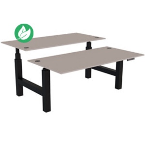 Bureau assis-debout partagé Activ'o - Réglage électrique en hauteur - L.160 x P.80 cm - Plateau Argile avec obturateurs - Pieds Noir Bureau assis-debout partagé Activ'o - Réglage électrique en hauteur - L.160 x P.80 cm - Plateau Argile avec obturateurs - Pieds Noir