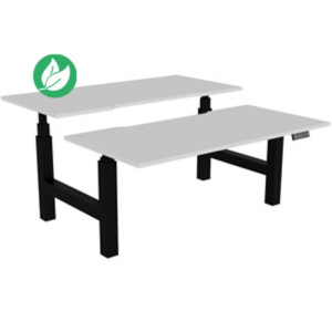 Bureau assis-debout partagé Activ'o - Réglage électrique en hauteur - L.160 x P.80 cm - Plateau Blanc avec échancrure - Pieds Noir Bureau assis-debout partagé Activ'o - Réglage électrique en hauteur - L.160 x P.80 cm - Plateau Blanc avec échancrure - Pieds Noir