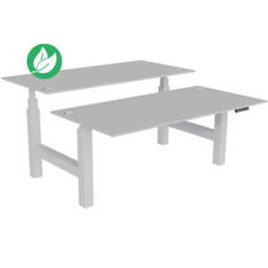 Bureau assis-debout partagé Activ'o - Réglage électrique en hauteur - L.160 x P.80 cm - Plateau Blanc avec obturateurs - Pieds Blanc Bureau assis-debout partagé Activ'o - Réglage électrique en hauteur - L.160 x P.80 cm - Plateau Blanc avec obturateurs - Pieds Blanc