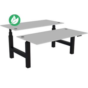 Bureau assis-debout partagé Activ'o - Réglage électrique en hauteur - L.160 x P.80 cm - Plateau Blanc avec obturateurs - Pieds Noir Bureau assis-debout partagé Activ'o - Réglage électrique en hauteur - L.160 x P.80 cm - Plateau Blanc avec obturateurs - Pieds Noir