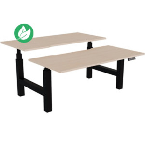 Bureau assis-debout partagé Activ'o - Réglage électrique en hauteur - L.160 x P.80 cm - Plateau Chêne avec échancrure - Pieds Noir Bureau assis-debout partagé Activ'o - Réglage électrique en hauteur - L.160 x P.80 cm - Plateau Chêne avec échancrure - Pieds Noir