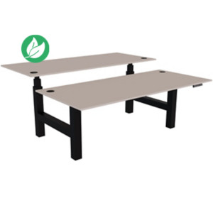 Bureau assis-debout partagé Activ'o - Réglage électrique en hauteur - L.180 x P.80 cm - Plateau Argile avec obturateurs - Pieds Noir Bureau assis-debout partagé Activ'o - Réglage électrique en hauteur - L.180 x P.80 cm - Plateau Argile avec obturateurs - Pieds Noir