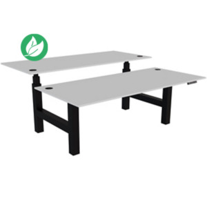 Bureau assis-debout partagé Activ'o - Réglage électrique en hauteur - L.180 x P.80 cm - Plateau Blanc avec obturateurs - Pieds Noir Bureau assis-debout partagé Activ'o - Réglage électrique en hauteur - L.180 x P.80 cm - Plateau Blanc avec obturateurs - Pieds Noir