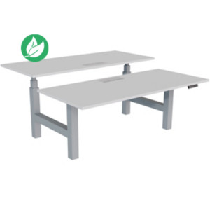 Bureau assis-debout partagé Activ'o - Réglage électrique en hauteur - L.180 x P.80 cm - Plateau Blanc avec top access - Pieds Gris Bureau assis-debout partagé Activ'o - Réglage électrique en hauteur - L.180 x P.80 cm - Plateau Blanc avec top access - Pieds Gris