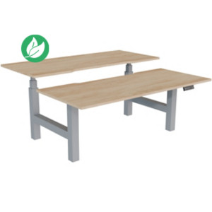 Bureau assis-debout partagé Activ'o - Réglage électrique en hauteur - L.180 x P.80 cm - Plateau Chêne Nebraska avec échancrure - Pieds Gris Bureau assis-debout partagé Activ'o - Réglage électrique en hauteur - L.180 x P.80 cm - Plateau Chêne Nebraska avec échancrure - Pieds Gris