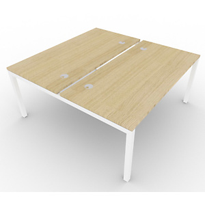 Bureau bench 2 postes ARCHE - élément départ - L.160 x P.165 x H.72 cm - Plateau Chêne - Pieds Blanc Bureau bench 2 postes ARCHE - élément départ - L.160 x P.165 x H.72 cm - Plateau Chêne - Pieds Blanc