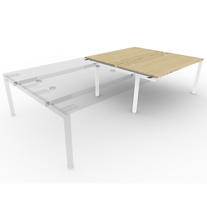 Bureau bench 2 postes ARCHE - élément suivant - L.160 x P.165 x H.72 cm - Plateau Chêne - Pieds Blanc Bureau bench 2 postes ARCHE - élément suivant - L.160 x P.165 x H.72 cm - Plateau Chêne - Pieds Blanc