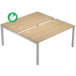 Bureau bench 2 postes Eminence 2 - Elément de départ - L.120 x P.165 cm - Plateau Chêne - Pieds Aluminium Bureau bench 2 postes Eminence 2 - Elément de départ - L.120 x P.165 cm - Plateau Chêne - Pieds Aluminium