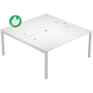Bureau bench 2 postes Eminence 2 - Elément de départ - L.180 x P.165 cm - Plateau Blanc - Pieds Aluminium Bureau bench 2 postes Eminence 2 - Elément de départ - L.180 x P.165 cm - Plateau Blanc - Pieds Aluminium