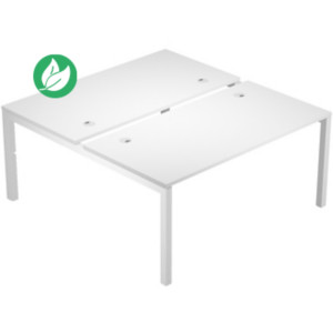 Bureau bench 2 postes Eminence 2 - Elément de départ - L.180 x P.165 cm - Plateau Blanc - Pieds Blanc Bureau bench 2 postes Eminence 2 - Elément de départ - L.180 x P.165 cm - Plateau Blanc - Pieds Blanc