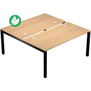 Bureau bench 2 postes Eminence 2 - Elément de départ - L.180 x P.165 cm - Plateau Chêne - Pieds Noir Bureau bench 2 postes Eminence 2 - Elément de départ - L.180 x P.165 cm - Plateau Chêne - Pieds Noir