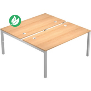 Bureau bench 2 postes Eminence 2 - Elément de départ - L.180 x P.165 cm - Plateau Hêtre - Pieds Aluminium Bureau bench 2 postes Eminence 2 - Elément de départ - L.180 x P.165 cm - Plateau Hêtre - Pieds Aluminium