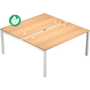 Bureau bench 2 postes Eminence 2 - Elément de départ - L.180 x P.165 cm - Plateau Hêtre - Pieds Blanc Bureau bench 2 postes Eminence 2 - Elément de départ - L.180 x P.165 cm - Plateau Hêtre - Pieds Blanc