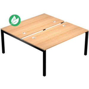 Bureau bench 2 postes Eminence 2 - Elément de départ - L.180 x P.165 cm - Plateau Hêtre - Pieds Noir Bureau bench 2 postes Eminence 2 - Elément de départ - L.180 x P.165 cm - Plateau Hêtre - Pieds Noir
