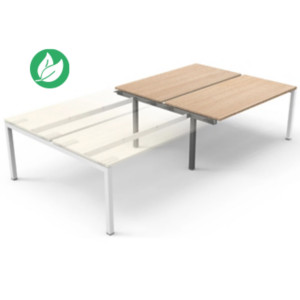 Bureau bench 2 postes Eminence 2 - Elément suivant - L.120 x P.165 cm - Plateau Chêne - Pieds Blanc Bureau bench 2 postes Eminence 2 - Elément suivant - L.120 x P.165 cm - Plateau Chêne - Pieds Blanc