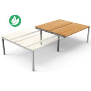 Bureau bench 2 postes Eminence 2 - Elément suivant - L.120 x P.165 cm - Plateau Hêtre - Pieds Aluminium Bureau bench 2 postes Eminence 2 - Elément suivant - L.120 x P.165 cm - Plateau Hêtre - Pieds Aluminium