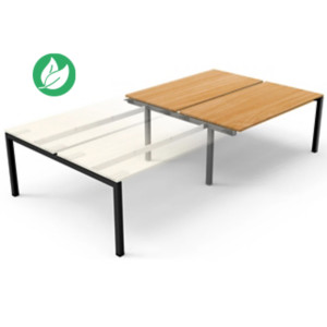 Bureau bench 2 postes Eminence 2 - Elément suivant - L.120 x P.165 cm - Plateau Hêtre - Pieds Noir Bureau bench 2 postes Eminence 2 - Elément suivant - L.120 x P.165 cm - Plateau Hêtre - Pieds Noir