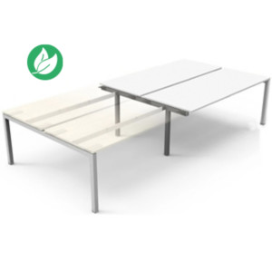 Bureau bench 2 postes Eminence 2 - Elément suivant - L.180 x P.165 cm - Plateau Blanc - Pieds Aluminium Bureau bench 2 postes Eminence 2 - Elément suivant - L.180 x P.165 cm - Plateau Blanc - Pieds Aluminium