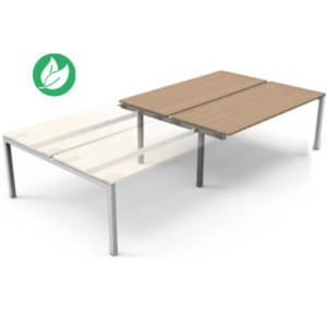 Bureau bench 2 postes Eminence 2 - Elément suivant - L.180 x P.165 cm - Plateau Chêne Canadien - Pieds Aluminium Bureau bench 2 postes Eminence 2 - Elément suivant - L.180 x P.165 cm - Plateau Chêne Canadien - Pieds Aluminium