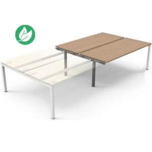 Bureau bench 2 postes Eminence 2 - Elément suivant - L.180 x P.165 cm - Plateau Chêne Canadien - Pieds Blanc Bureau bench 2 postes Eminence 2 - Elément suivant - L.180 x P.165 cm - Plateau Chêne Canadien - Pieds Blanc