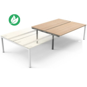Bureau bench 2 postes Eminence 2 - Elément suivant - L.180 x P.165 cm - Plateau Chêne - Pieds Blanc Bureau bench 2 postes Eminence 2 - Elément suivant - L.180 x P.165 cm - Plateau Chêne - Pieds Blanc