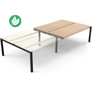 Bureau bench 2 postes Eminence 2 - Elément suivant - L.180 x P.165 cm - Plateau Chêne - Pieds Noir Bureau bench 2 postes Eminence 2 - Elément suivant - L.180 x P.165 cm - Plateau Chêne - Pieds Noir