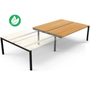 Bureau bench 2 postes Eminence 2 - Elément suivant - L.180 x P.165 cm - Plateau Hêtre - Pieds Noir Bureau bench 2 postes Eminence 2 - Elément suivant - L.180 x P.165 cm - Plateau Hêtre - Pieds Noir
