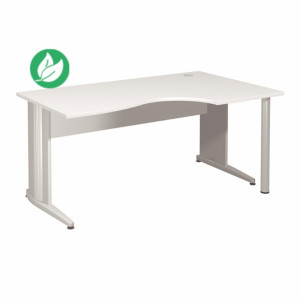Bureau compact retour à droite Activity - L.160 x P.120 cm - Plateau Blanc - Pieds L Aluminium Bureau compact retour à droite Activity - L.160 x P.120 cm - Plateau Blanc - Pieds L Aluminium