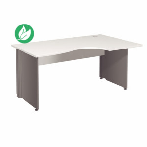 Bureau compact retour à droite Activity - L.160 x P.120 cm - Plateau Blanc - Pieds pleins Anthracite Bureau compact retour à droite Activity - L.160 x P.120 cm - Plateau Blanc - Pieds pleins Anthracite