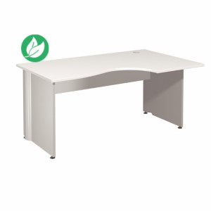 Bureau compact retour à droite Activity - L.160 x P.120 cm - Plateau Blanc - Pieds pleins Blanc