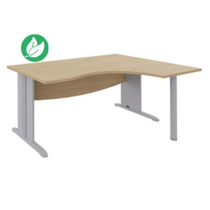 Bureau compact retour à droite Activity - L.160 x P.120 cm - Plateau Chêne clair - Pieds L Aluminium Bureau compact retour à droite Activity - L.160 x P.120 cm - Plateau Chêne clair - Pieds L Aluminium