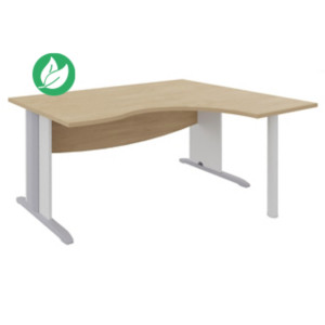 Bureau compact retour à droite Activity - L.160 x P.120 cm - Plateau Chêne clair - Pieds L Blanc Bureau compact retour à droite Activity - L.160 x P.120 cm - Plateau Chêne clair - Pieds L Blanc