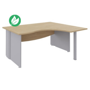 Bureau compact retour à droite Activity - L.160 x P.120 cm - Plateau Chêne clair - Pieds pleins Aluminium Bureau compact retour à droite Activity - L.160 x P.120 cm - Plateau Chêne clair - Pieds pleins Aluminium