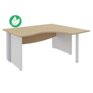 Bureau compact retour à droite Activity - L.160 x P.120 cm - Plateau Chêne clair - Pieds pleins Blanc Bureau compact retour à droite Activity - L.160 x P.120 cm - Plateau Chêne clair - Pieds pleins Blanc