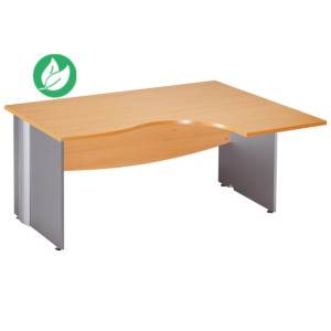 Bureau compact retour à droite Activity - L.160 x P.120 cm - Plateau Hêtre - Pieds pleins Aluminium Bureau compact retour à droite Activity - L.160 x P.120 cm - Plateau Hêtre - Pieds pleins Aluminium